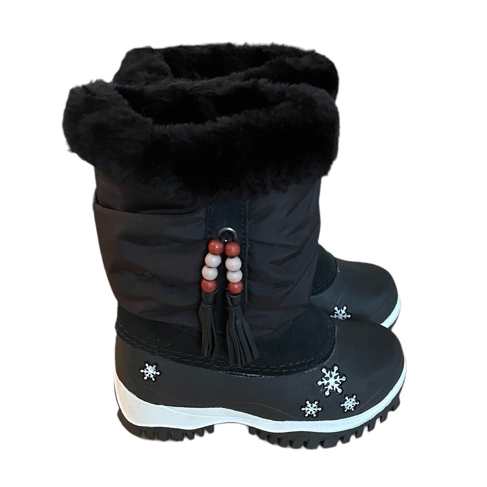 Baffin Winter Snow Boots Toddler Girl Size 6 Sasha Black Snowflake Cold Weather